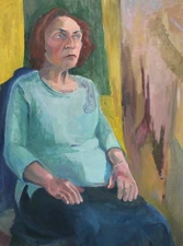 Vintage post impressionist oil painting woman portrait