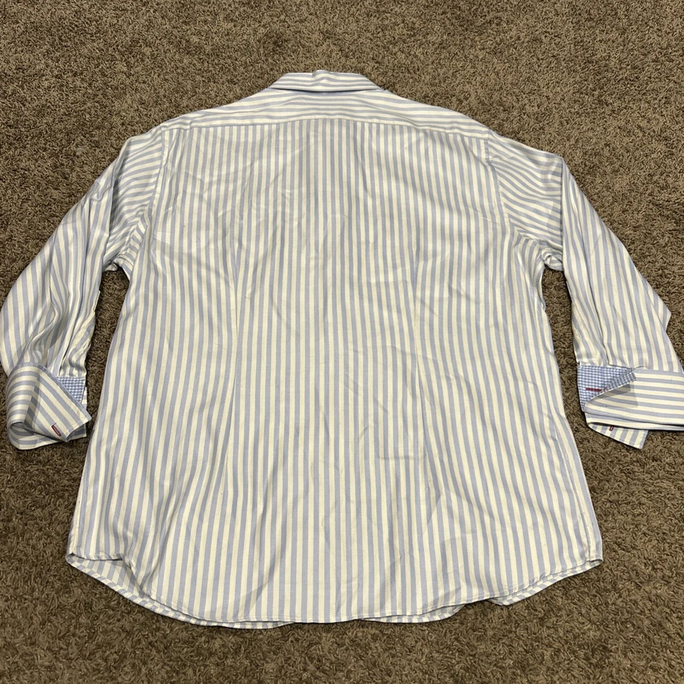 Rufus Vtg USA Made Mens XL Blue White Striped Button Up Dress Shirt B26 - Image 3 of 4