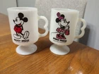 Vintage Mickey and Minnie Mouse Milk Glass Footed Coffee/Tea Cups
