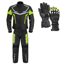 Motorrad Rennanzug, Cadura Jacke und Hose + kostenlose Handschuhe, Schutzanzug