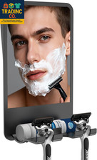 Fogless Shower Mirror with Razor Storage, Adjustable Angle, Black