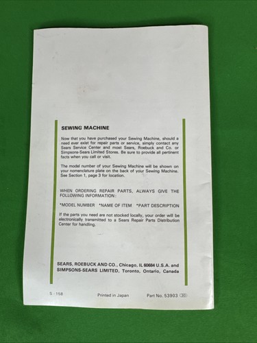 Kenmore 1211 for 12112 Zig Zag Sewing Machine Instructions-Manual & Accessories - Picture 6 of 8