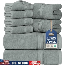 8 Piece Soft Cotton Towel Set Absorbent Bath Hand Washcloths Spa Essential New