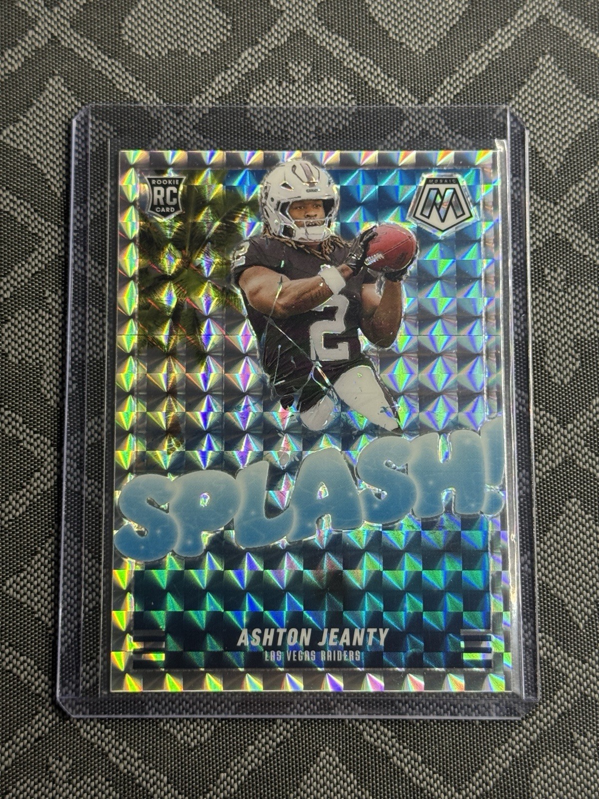 2025 Panini Mosaic Ashton Jeanty Rookie Splash Mosaic #14 Raiders RC Silver