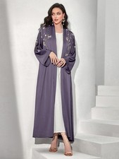 Open Kimono Abaya Elegant Women Kaftan Dubai Muslim Cardigan Long Dress Islamic