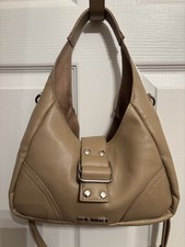 Steve Madden Beige Shoulder Bag Buckle Accent Studded Silver Hardware