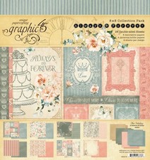 Graphic 45 ALWAYS  FOREVER 8x8 Paper Pack Kit Scrapbook 24/pk Wedding Love