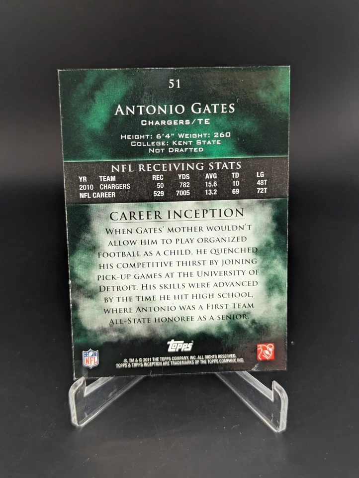 2011 Topps Inception Green /75 Antonio Gates #51 HOF Chargers - Image 2 of 2