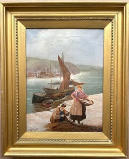 JOHN HENRY BOEL {Francis Jameson } Newlyn School Fisherman at the Harbour