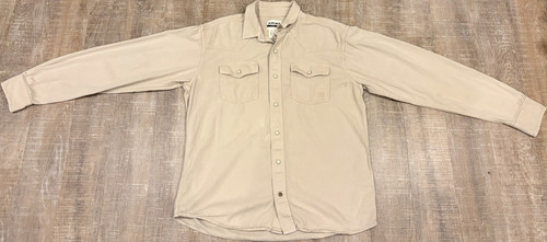 Ariat Retro Fit Men's Beige Cotton Twill Long Sleeve Button-Up Shirt Size L