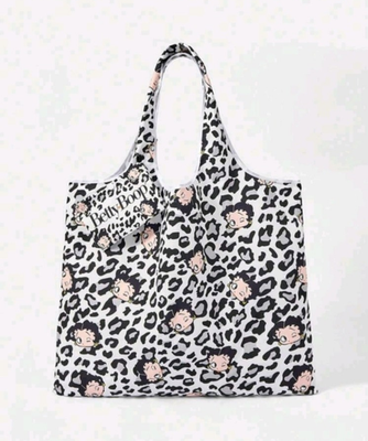 #ad Betty Boop Foldable Reusable Animal Print Shopping Bag amp; Pouch Set Large $30.00