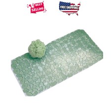 Non-Slip Suction Bath Mat Green 26x13.5 Vinyl Shower Bathtub Stall Rectangular