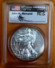 2015-W Burnished Silver Eagle FDOI Washington DC Mercanti SP70 PCGS RARE