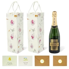 2 PCS Wine Bags For Bottle Gift 13x3.9 Inch With Cards For Wedding Party