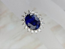 3.50 Ct Oval Cut Natural Sapphire Diamond Anniversary Ring 14K Solid Yellow Gold