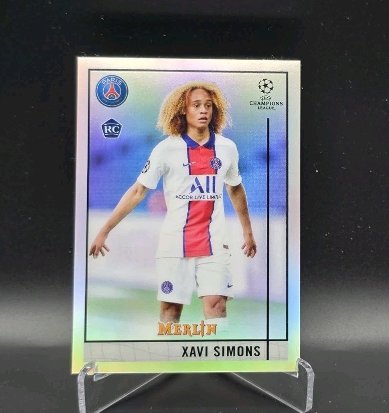 2020-21 Topps Merlin Chrome UCL Xavi Simons RC Refractor #87 Rookie PSG UEFA