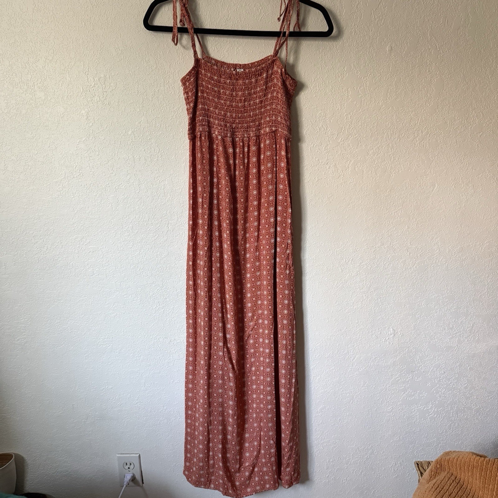 Uniqlo Rust Red Smocked Maxi Summer Spring  Dress, Small