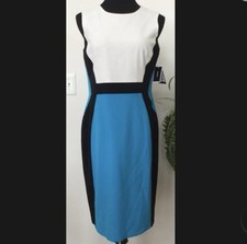Nine West Blue White Color Sleeveless Midi Dress Size  6