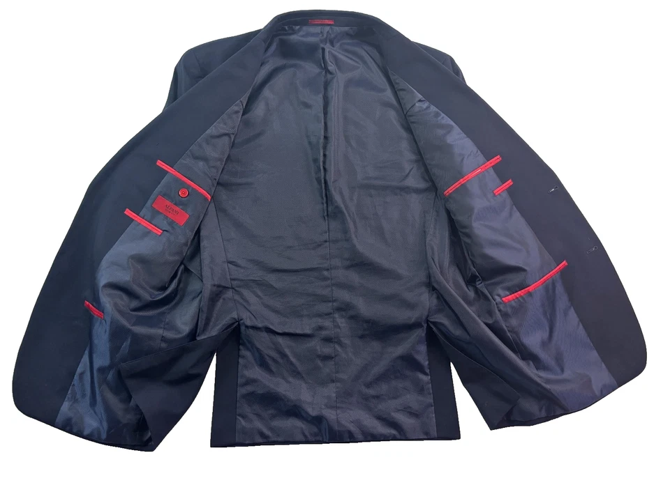 Traje Pantalón Alfani 44L 38x32 Azul Marino 2 piezas Elastizado Reciente Moderno Dos Botones Foto 4 de 4