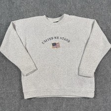 Vintage Exist Terry Cloth Sweatshirt Mens Medium Gray United We Stand USA Made