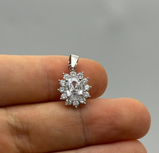 Solid 925 Sterling Silver Diamond Cluster Pendant Only 10mmx16mm New