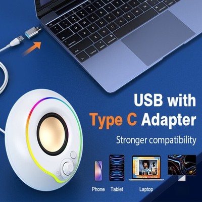 USB Computer Speakers Colorful Lighting And Deep Low Enhancement For Gaming PC