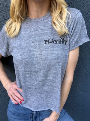 VINTAGE 70s PLAYBOY MAGAZINE CHOPPED T-SHIRT SZ S BUNNY COTTON