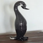 Huge Archimede Seguso Murano Venetian Art Glass Black & Silver Water Bird Duck