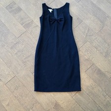 VTG Oscar De La Renta Womens Wool Sleeveless Dress V-Neck Bow Front Black Size 4