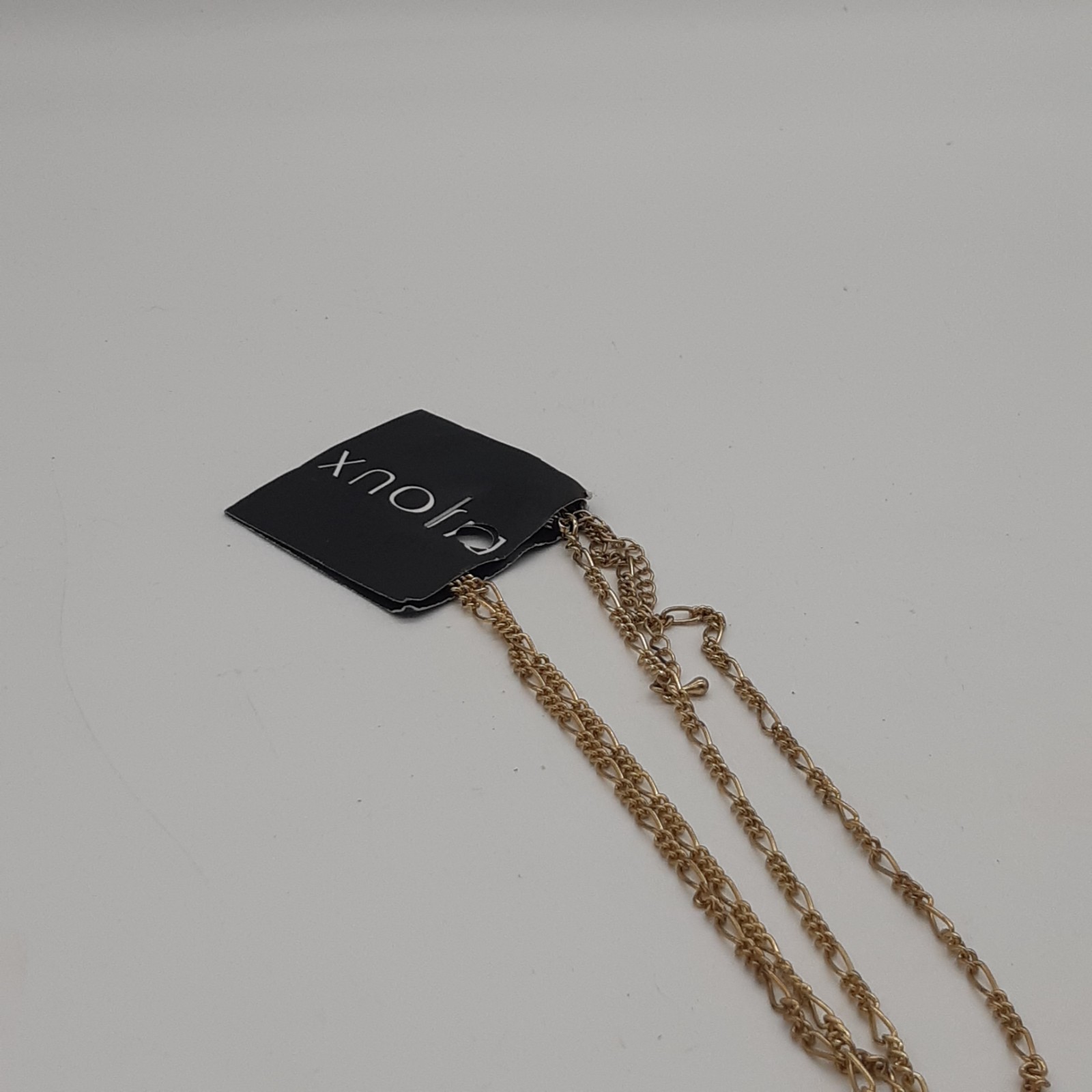 Bijoux Gold Tone Layered Chain Necklace Pink Rose Quartz Style Stone Leaf Pendan image 2