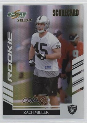 2007 Score Select Rookie Scorecard /100 Zach Miller #346 Rookie RC 0ry1