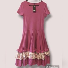 Donnel Layered Twirl Dress Floral Ruffle Hem Pink NWT Size Small