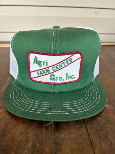 NOS USA 80s Agri Gro, Inc. Farm Center Trucker Work Snapback Hat Cap K Products