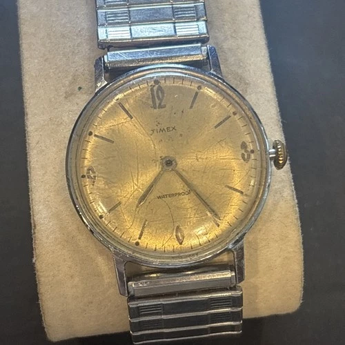 J99 Vintage 1960s Mens Timex “Waterproof” Manual Wind Wrist Watch Parts Repair