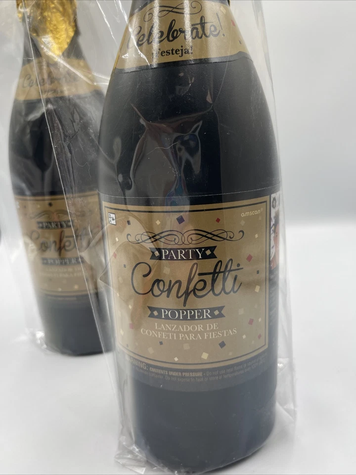 Botella de Confeti Fiesta Popper, Graduación, Cumpleaños, Año Nuevo en Cualquier momento, Lote de 2 Foto 4 de 4