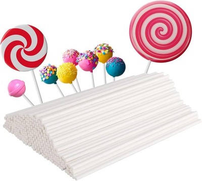 200 Papier Cake Pops Stiele 10cmx3.5mm, Weiß Cakepop Stiele Cake Pop Stiele Cake