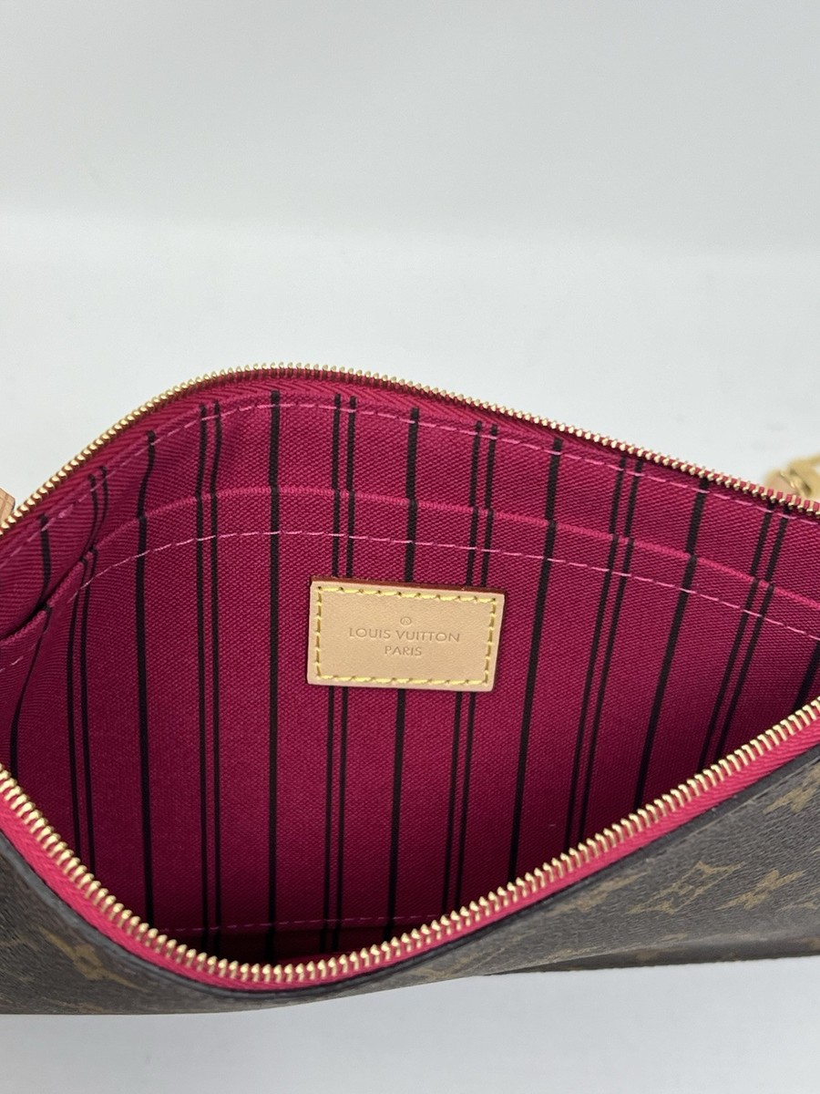 Louis Vuitton Neverfull MM Monogram Pouch Wristlet Wallet Pivoine