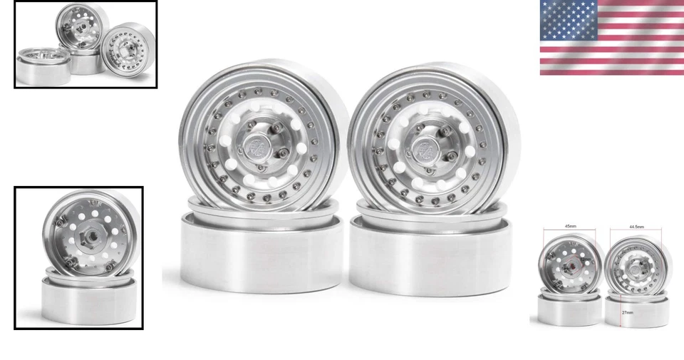 Pack of 4 Alloy Beadlock Wheel Rims for 1/10 RC Crawler - Image 2 of 4