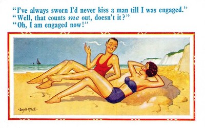 POSTKARTE DONALD MCGILL PAAR AM MEER KÜSSEN EINEN MANN VERLOBT # 2237
