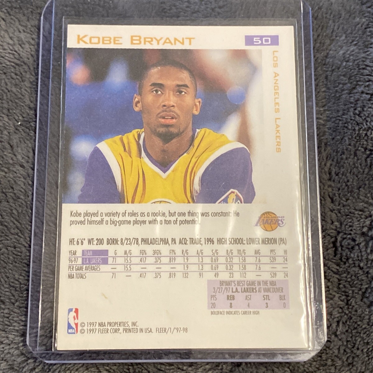 1997 KOBE BRYANT FLEER 97-98 * ALL 1997 ROOKIE * CARD #50