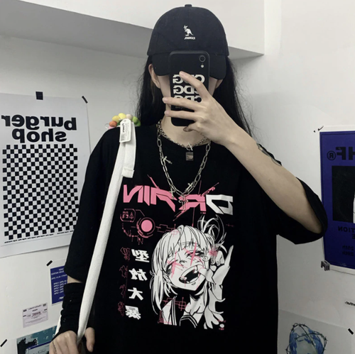 Punk Gothic Anime Girl Graphic T-shirt 