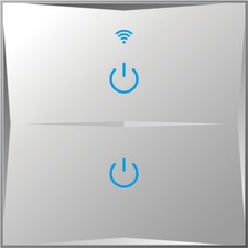 Smart Lichtschalter WLAN APP Touch Google Home A.Alexa 2 Fach Weiß Tuya