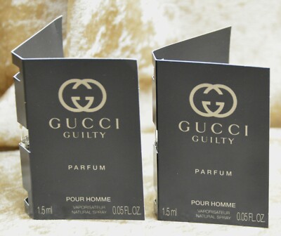 GUCCI GUILTY POUR HOMME PARFUM 2 x SAMPLES 0.06 FL. OZ. 1.5 ML