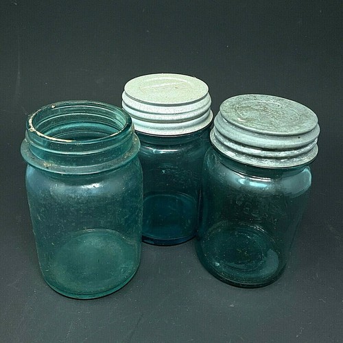 Blue Ball Perfect Mason Quart Canning Jars Marked #6 #9 #10 - Vintage - Picture 3 of 7