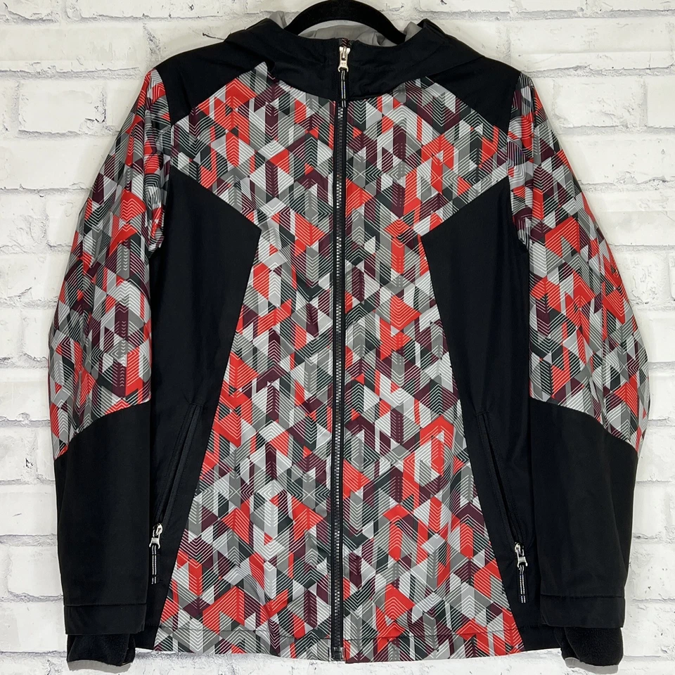 Chaqueta Lands End Squall Talla L Chaqueta Geométrica Roja con Agujeros para el Pulgar Foto 2 de 4