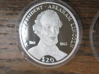 RARE 2000 $20 Abraham Lincoln .999 Silver Coin Liberia 1861 - 1865 Liberty