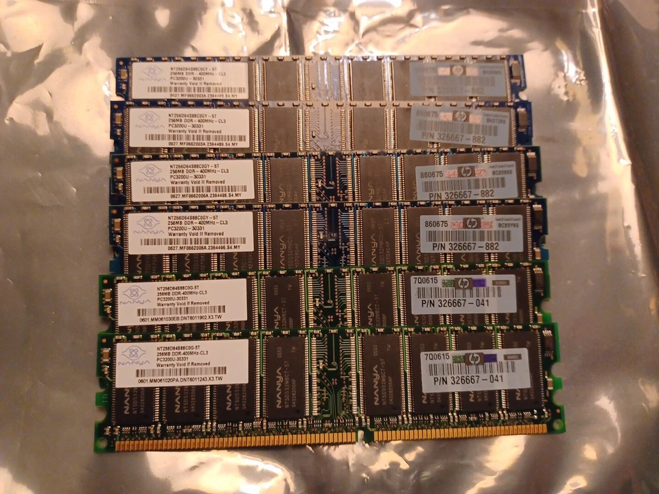 Lot 6x 256MB PC3200 (Total 1.5GB) DDR 400 Desktop Memory NT256D64S88C0G-5T - Image 2 of 4