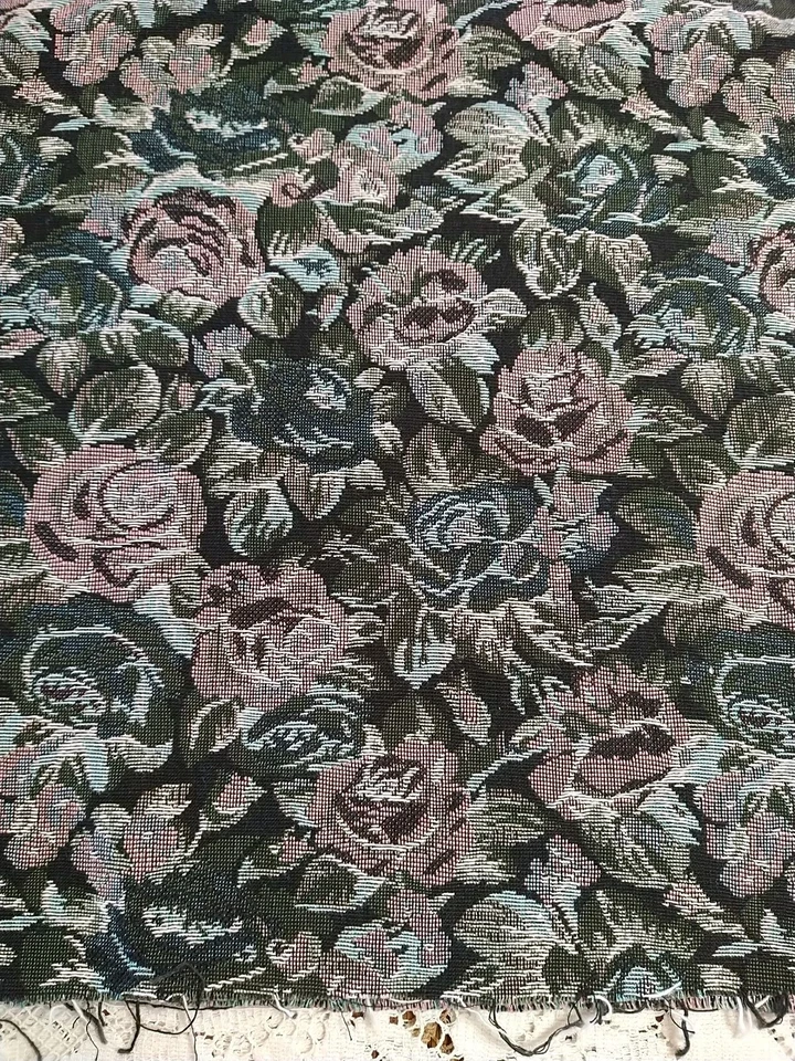 Tapestry Upholstery Fabric Roses Black Mauve Pink 27" Long x 53" Wide - Image 2 of 4