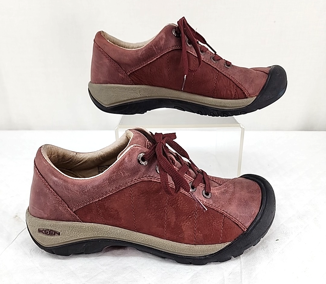 Scarpa KEEN Presidio donna 7 pelle marrone passeggio Oxford piatta 5322 MBRN EU 37 5