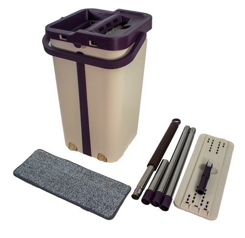Small Self Cleaning Drying Wringing Mop Bucket System Flat Floor + Microfiber - Picture 2 of 25